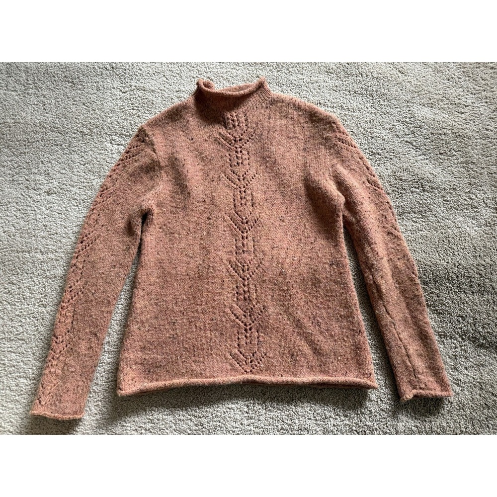 Sundance Orange Speckled Open‎ Knit Mock Neck Sweater Size Small